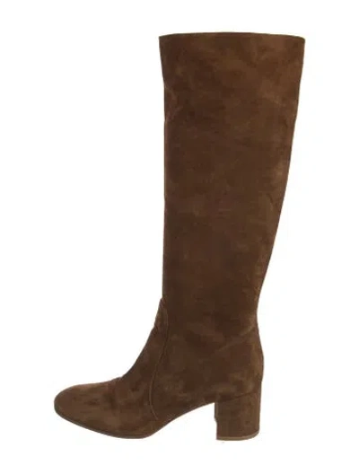 Pre-owned Gianvito Rossi Suede Riding Boots In Brown