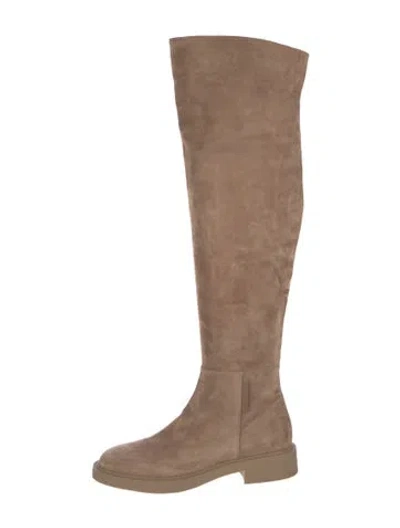 Pre-owned Gianvito Rossi Suede Riding Boots In Neutrals