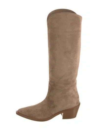 Pre-owned Gianvito Rossi Suede Riding Boots W/ Tags In Neutral