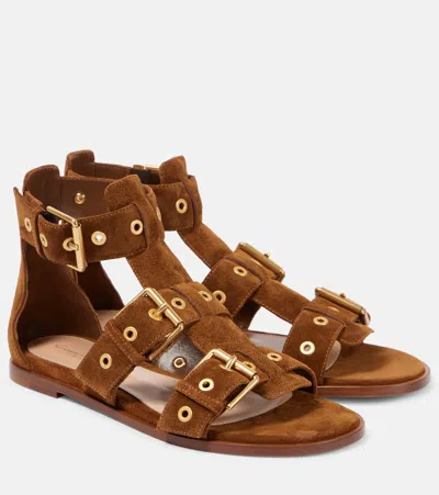 Gianvito Rossi Suede Sandals In Brown