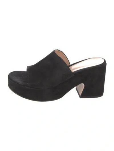 Pre-owned Gianvito Rossi Suede Slides In Black