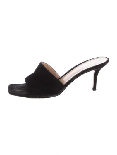 Pre-owned Gianvito Rossi Suede Slides In Black
