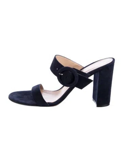 Pre-owned Gianvito Rossi Suede Slides In Blue