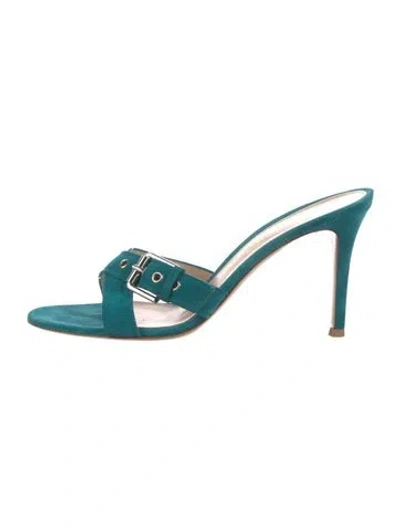 Pre-owned Gianvito Rossi Suede Slides In Blue