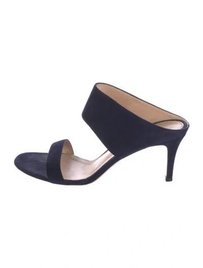 Pre-owned Gianvito Rossi Suede Slides In Blue