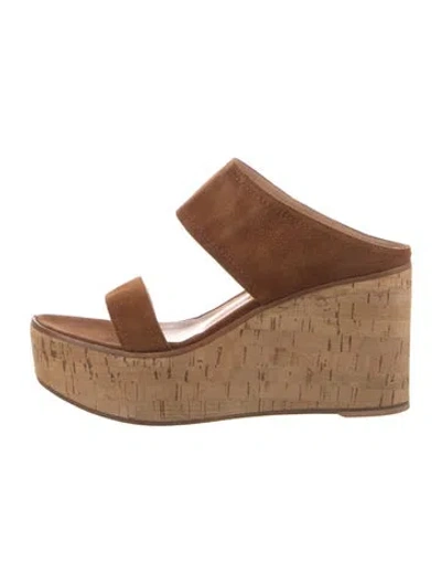 Pre-owned Gianvito Rossi Suede Slides In Brown