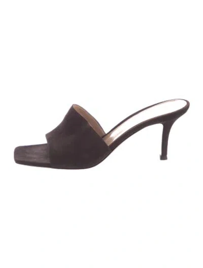 Pre-owned Gianvito Rossi Suede Slides In Brown