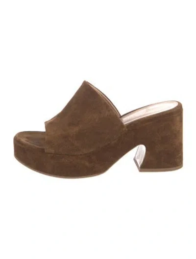 Pre-owned Gianvito Rossi Suede Slides In Brown