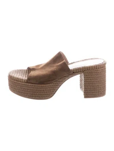 Pre-owned Gianvito Rossi Suede Slides In Brown