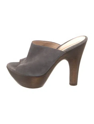 Pre-owned Gianvito Rossi Suede Slides In Gray