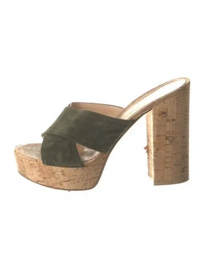 Pre-owned Gianvito Rossi Suede Slides In Green