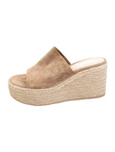 Pre-owned Gianvito Rossi Suede Slides In Neutrals
