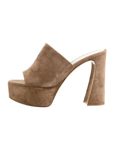 Pre-owned Gianvito Rossi Suede Slides In Neutrals