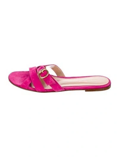 Pre-owned Gianvito Rossi Suede Slides In Pink