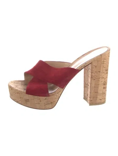 Pre-owned Gianvito Rossi Suede Slides In Red