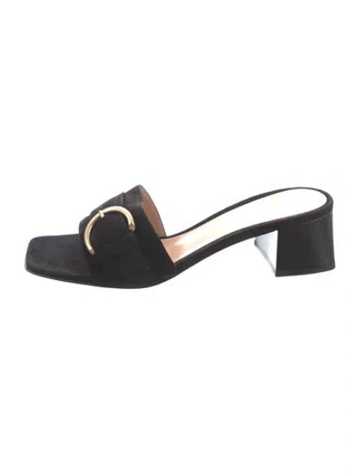 Pre-owned Gianvito Rossi Suede Slides W/ Tags In Black