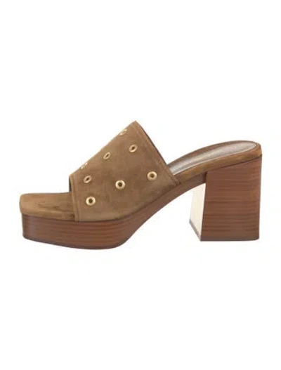 Pre-owned Gianvito Rossi Suede Slides W/ Tags In Brown