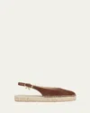 Gianvito Rossi Suede Slingback Ballerina Espadrilles In Brown