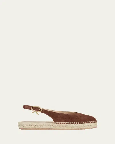 Gianvito Rossi Suede Slingback Ballerina Espadrilles In Brown