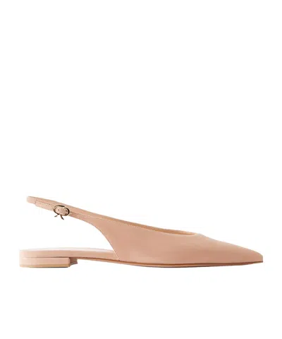Gianvito Rossi Suede Slingback Ballet Flats In Nude