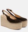 Gianvito Rossi Suede Slingback Espadrille Wedges