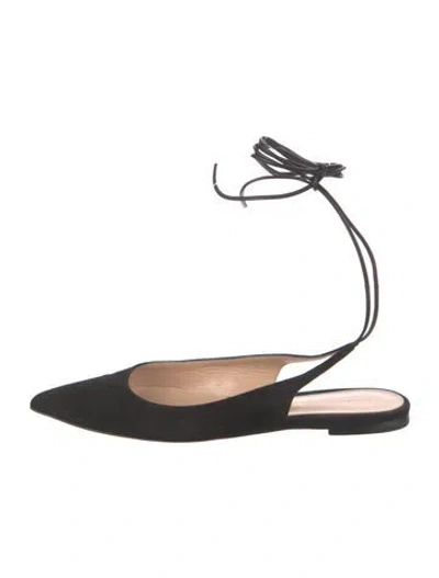 Pre-owned Gianvito Rossi Suede Slingback Flats In Black