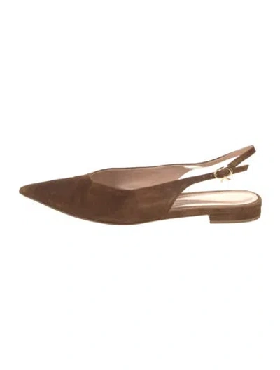 Pre-owned Gianvito Rossi Suede Slingback Flats In Brown