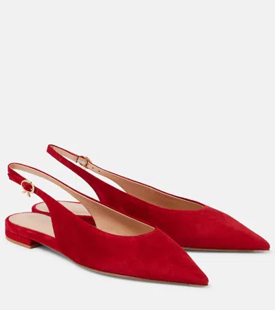 Gianvito Rossi Tokio Glossy Sling Back Kitten Heel Pumps In Red
