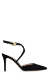 Gianvito Rossi Buckle Detail Strappy Suede Stiletto Pumps In Black
