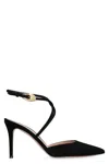 Gianvito Rossi Buckle Detail Strappy Suede Stiletto Pumps In Black