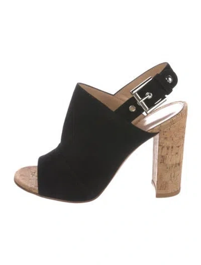 Pre-owned Gianvito Rossi Suede Slingback Sandals In Black