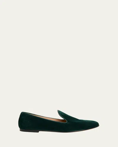 Gianvito Rossi Suede Slip-on Loafers In Green