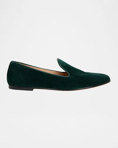 Gianvito Rossi Leather-trimmed Suede Loafers In Green