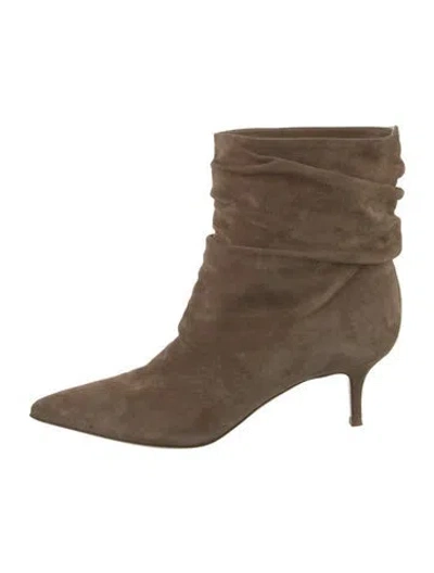 Pre-owned Gianvito Rossi Suede Slouch Boots In Neutral