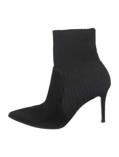 Pre-owned Gianvito Rossi Suede Sock Boots In Black