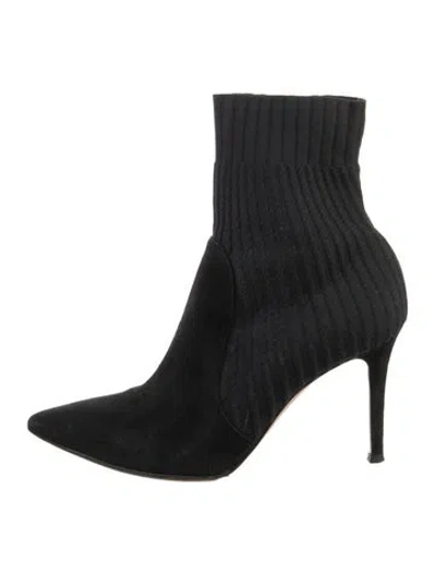 Pre-owned Gianvito Rossi Suede Sock Boots In Black