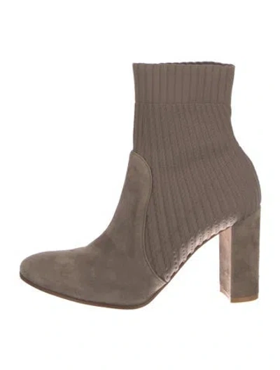 Pre-owned Gianvito Rossi Suede Sock Boots In Brown