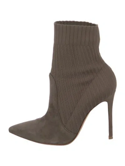 Pre-owned Gianvito Rossi Suede Sock Boots In Brown
