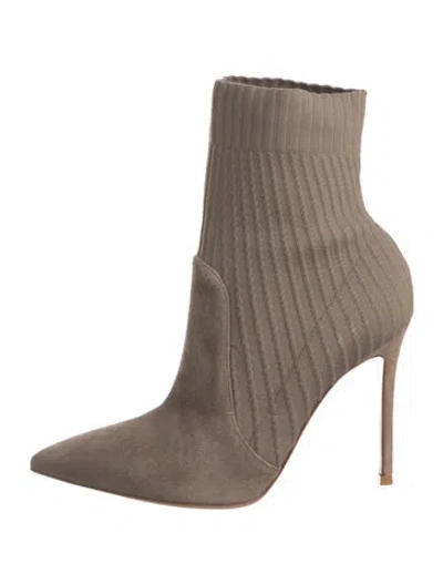 Pre-owned Gianvito Rossi Suede Sock Boots In Brown