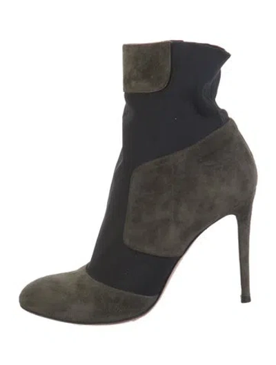 Pre-owned Gianvito Rossi Suede Sock Boots In Green