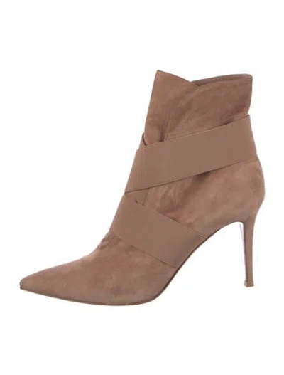Pre-owned Gianvito Rossi Suede Sock Boots In Neutral