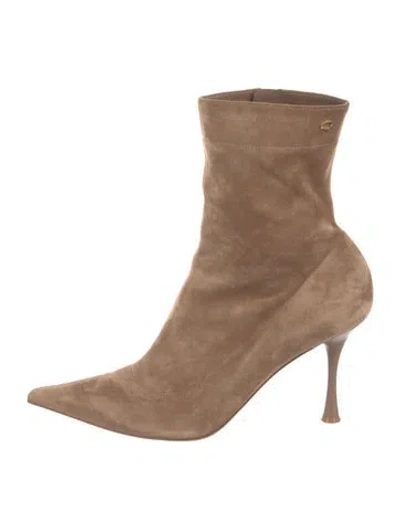 Pre-owned Gianvito Rossi Suede Sock Boots In Neutral
