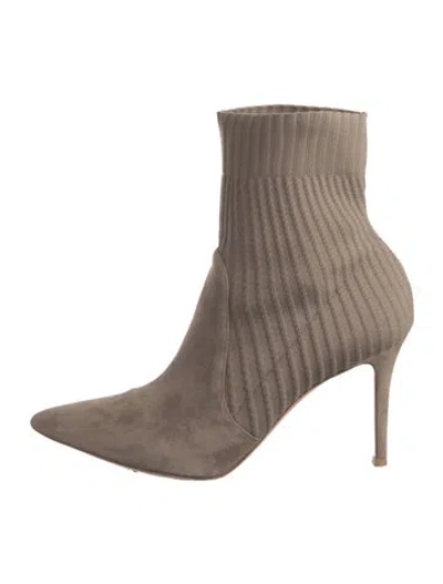 Pre-owned Gianvito Rossi Suede Sock Boots In Neutrals