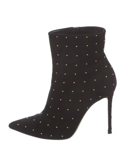 Pre-owned Gianvito Rossi Suede Studded Accents Boots In Black