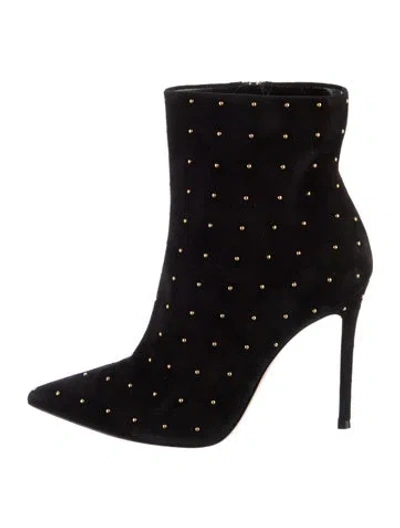 Pre-owned Gianvito Rossi Suede Studded Accents Boots In Black