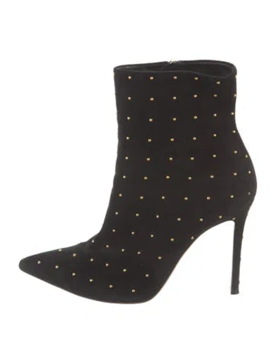 Pre-owned Gianvito Rossi Suede Studded Accents Boots In Black