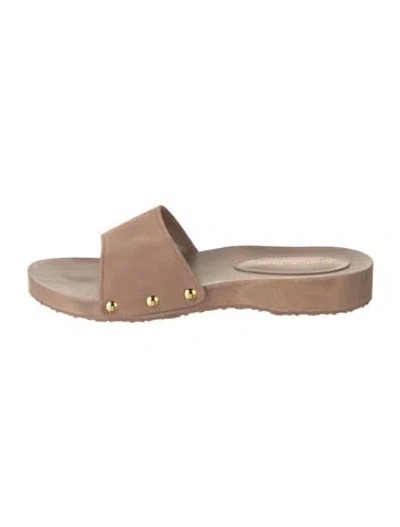 Pre-owned Gianvito Rossi Suede Studded Accents Slides In Neutrals