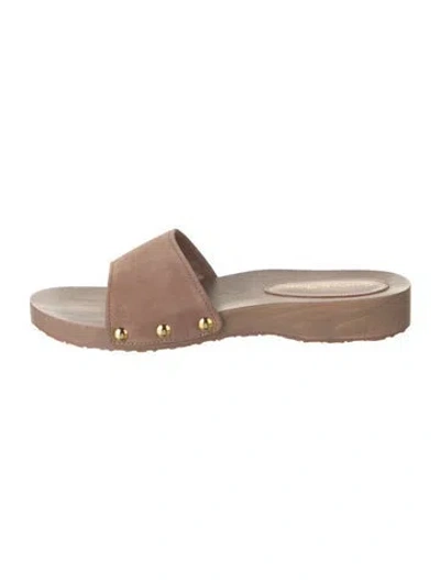 Pre-owned Gianvito Rossi Suede Studded Accents Slides In Neutrals