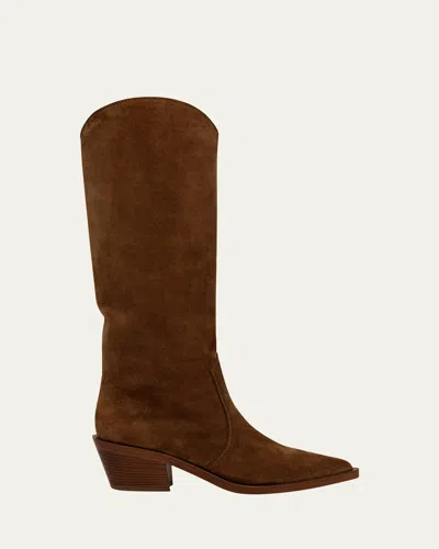 Gianvito Rossi Suede Tall Western Boots In Texas