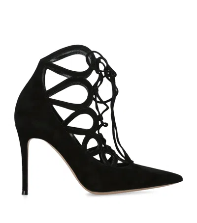 GIANVITO ROSSI SUEDE TIE-UP PUMPS 95